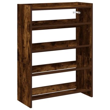 Vidaxl Regal za čevlje dimljen hrast 60x25x81 cm inženirski les