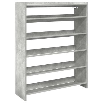 Vidaxl Regal za čevlje betonsko siv 80x25x100 cm inženirski les