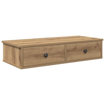Vidaxl Stenska polica s predali artisan hrast 80x34x17 cm inž. les