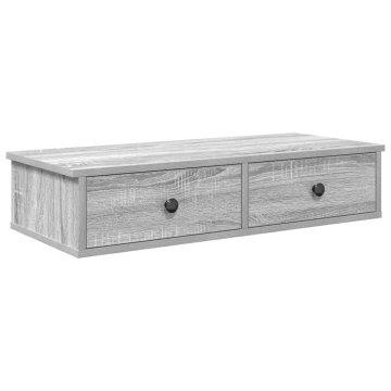 Vidaxl Stenska polica s predali siva sonoma 80x34x17 cm inženirski les