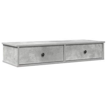 Vidaxl Stenska polica s predali betonsko siv 100x37,5x19 cm inž. les