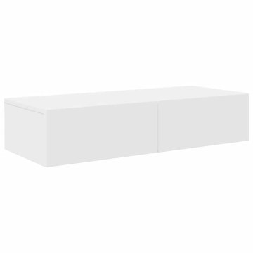 Vidaxl Stenska polica s predali bel 80x33x17 cm inženirski les