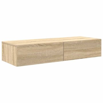 Vidaxl Stenska polica s predali sonoma hrast 100x36x19 cm inž. les
