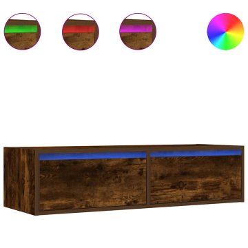 Vidaxl TV omarica z LED lučkami dimljeni hrast 100X35,5x25 cm