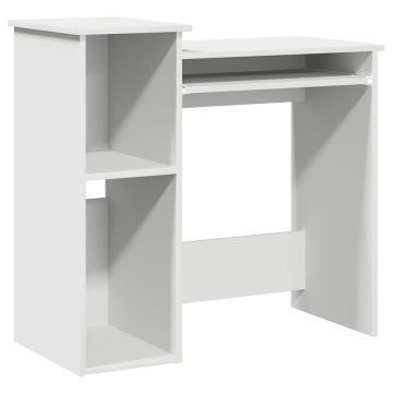 Vidaxl Pisalna miza s policami bela 84x40x78 cm iz umetnega lesa