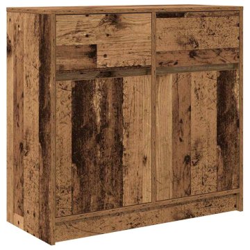 Vidaxl Komoda s predalom starinski les 80x34x76 cm inženirski les