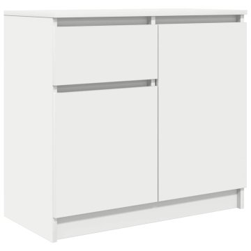 Vidaxl Komoda s predalom bela 71x35x65 cm inženirski les