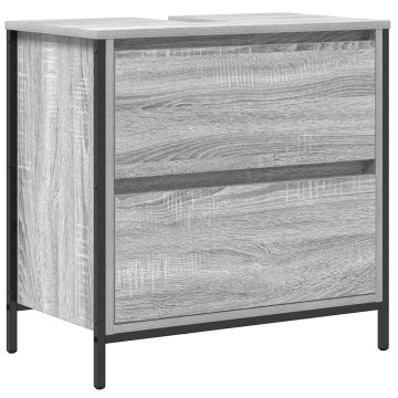Vidaxl Kopalniška omarica s predali siva sonoma 60x34,5x60 cm