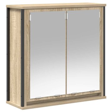 Vidaxl Kopalniška stenska omarica z ogledalom sonoma hrast 60x21x60 cm