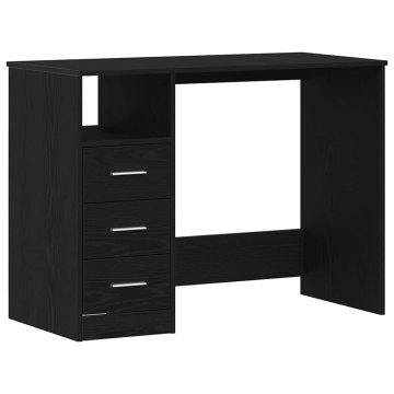 Vidaxl Pisalna miza s predali črn hrast 102x50x76 cm inženirski les