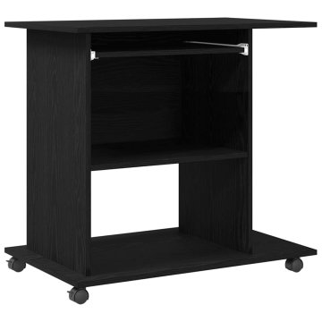 Vidaxl Računalniška miza črn hrast 80x50x75 cm inženirski les