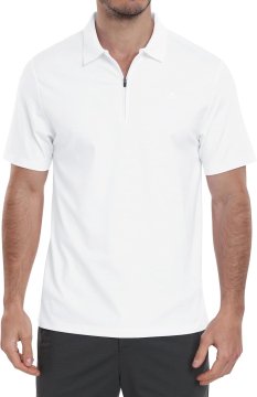 Moška polo majica bela bombaž dihljiva s skrito zadrgo za šport in vsak dan 4XL, klasičen ovratnik, stranski razcepi, hitro odvajanje vlage, visoka elastičnost
