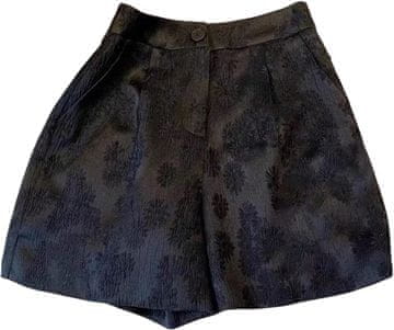 Ženske poletne kratke hlače z visokim pasom in širokimi hlačnicami Wide leg črne barve s cvetličnim vzorcem z žepi in gumbi XL za vsakodnevno, poslovno in poletno nošenje