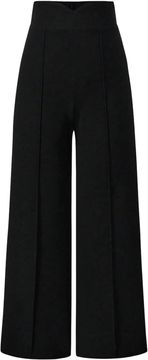 Ženske široke hlače Wide Leg visok pas elastičen pas zadrga office casual elegantne za pisarno večer vikend črne velikost M
