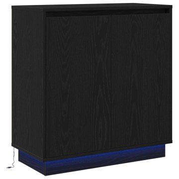 Vidaxl LED bočni predalnik Črni hrast 71 x 34,5 x 75 cm Inženirski les