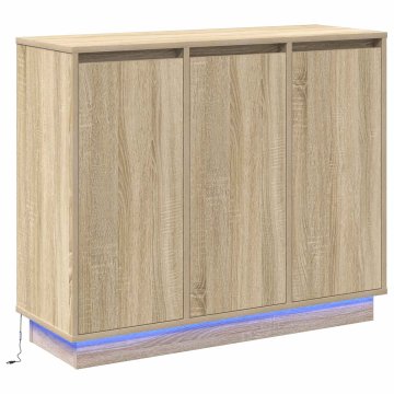 Vidaxl LED bočni predalnik Sonoma hrast 90 x 32 x 75 cm Inženirski les