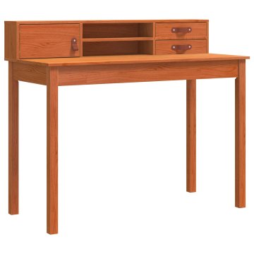 Vidaxl Miza s predalom Voskast rjav 110 x 50 x 93 cm Trdna borova les