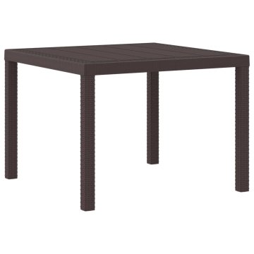Vidaxl Vrtna miza Rjava 100 x 100 x 73 cm poli ratan