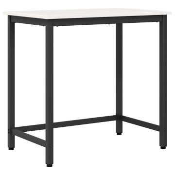 Vidaxl miza Bela 80 x 50 x 77 cm Inženirski les in jeklo