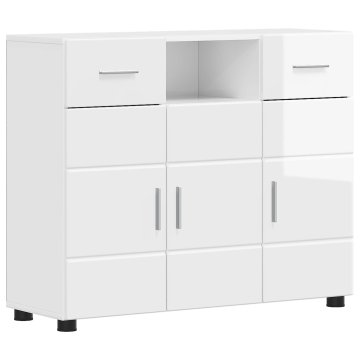 Vidaxl Strani šal FLORIN 88,5 x 30,5 x 73 cm Bela visok sijaj