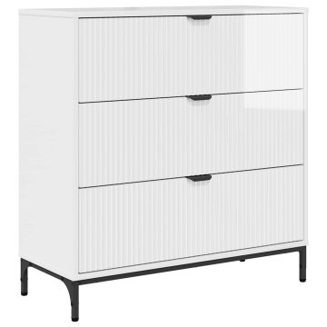 Vidaxl Strani šal Visok sijaj bela 79,5 x 33 x 82 cm Inženirski les