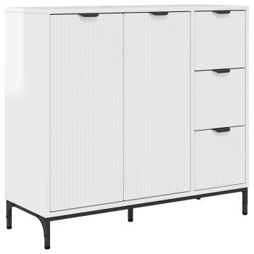 Vidaxl Strani šal Visok sijaj bela 89,5 x 33 x 82 cm Inženirski les