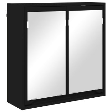 Vidaxl Kopalniška ogledalna omara Črna 60 x 20 x 60 cm Inženirski les