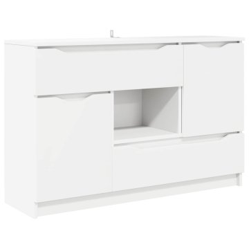 Vidaxl Strani šal Bela 100 x 30 x 65,6 Inženirski les