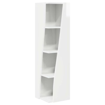 Vidaxl Kotna omarica 27,5x27x102cm Inženirski les Visok sijaj bela