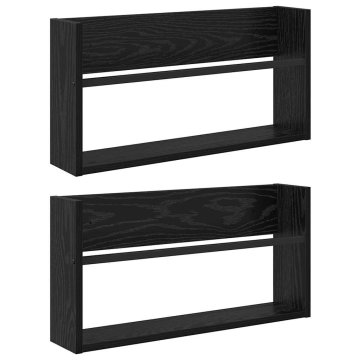 Vidaxl Regal za revije s polico 2 kos Črna Orehovina 60 x 12 x 30 cm