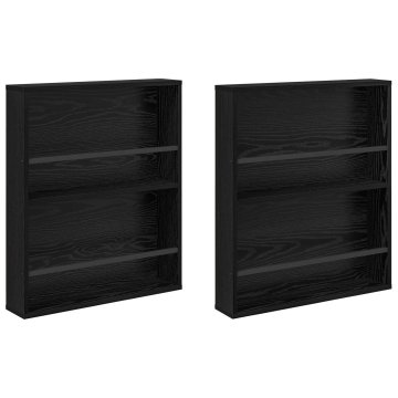 Vidaxl Regal za revije s polico 2 kos Črna Orehovina 60 x 12 x 70 cm