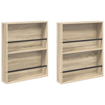Vidaxl Regal za revije s polico 2 kos Sonoma hrast 60 x 12 x 70 cm