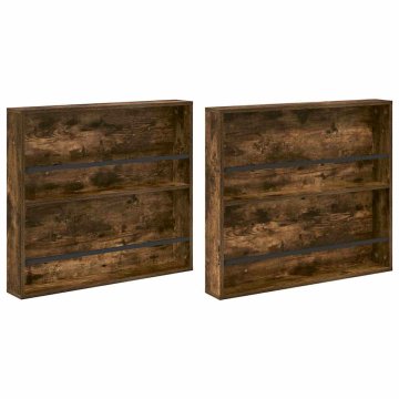 Vidaxl Regal za revije s polico 2 kos Dimljen hrast 80 x 12 x 70 cm