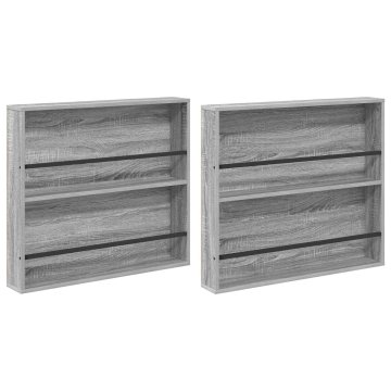 Vidaxl Regal za revije s polico 2 kos Siva Sonoma 80 x 12 x 70 cm