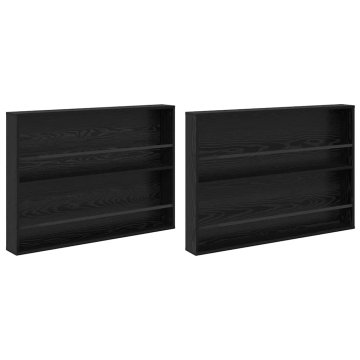 Vidaxl Regal za revije s polico 2 kos Črna Orehovina 100 x 12 x 70 cm