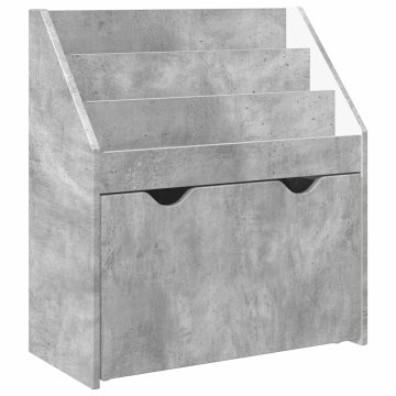 Vidaxl Otroška knjižnica s predalom Betonsko siva 60 x 29,5 x 69 cm