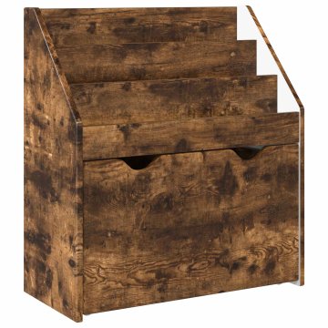 Vidaxl Otroška knjižnica s predalom Dimljeni oreh 60 x 29,5 x 69 cm