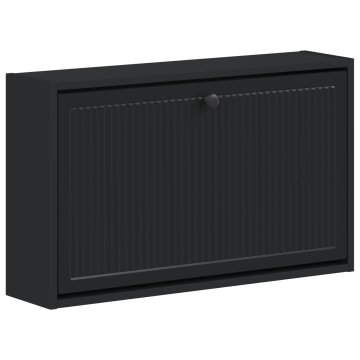 Vidaxl Omara za čevlje, pritrjena na steno EDE 71 x 17 x 43 cm Črna