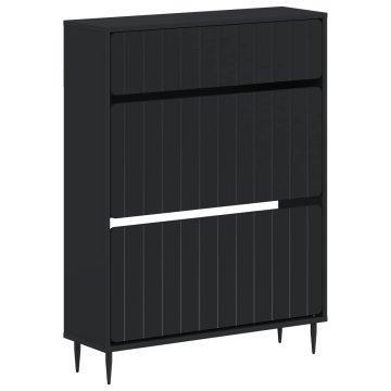 Vidaxl Omara za čevlje ZWOLLE 78 x 24 x 103 cm Inženirski les Črna