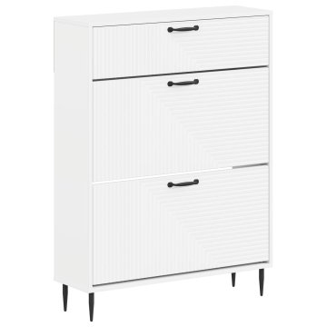 Vidaxl Omara za čevlje HAARLEM 78 x 24 x 103 cm Inženirski les Bela