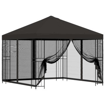 Vidaxl Vrtni gazebo s stranskimi stenami 3 x 3 m Antracit