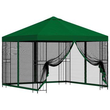 Vidaxl Vrtni gazebo s stranskimi stenami 3 x 3 m Zelena
