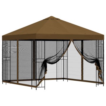 Vidaxl Vrtni gazebo s stranskimi stenami 3 x 3 m Taupe