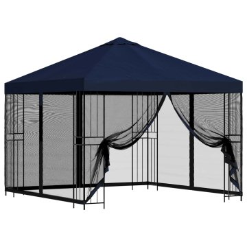 Vidaxl Vrtni gazebo s stranskimi stenami 3 x 3 m Modra