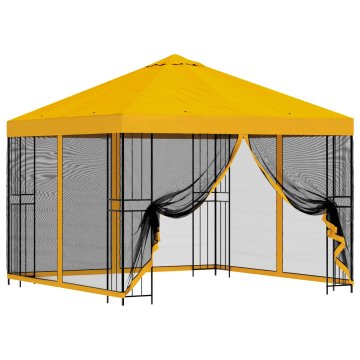 Vidaxl Vrtni gazebo s stranskimi stenami 3 x 3 m Rumena