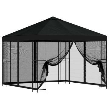 Vidaxl Vrtni gazebo s stranskimi stenami 3 x 3 m Črna