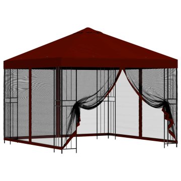 Vidaxl Vrtni gazebo s stranskimi stenami 3 x 3 m Burgundija