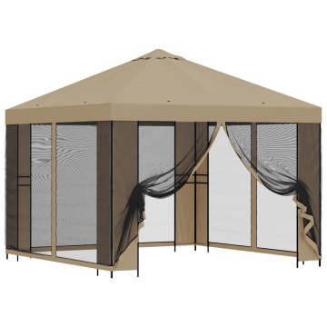 Vidaxl Vrtni gazebo s stranskimi stenami 3 x 3 m Bež