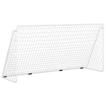 Vidaxl Nogometni gol z mrežo bel 366x122x182 cm jeklo