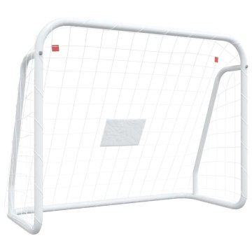 Vidaxl Nogometni gol z mrežo bel 125x96x60 cm jeklo in poliester